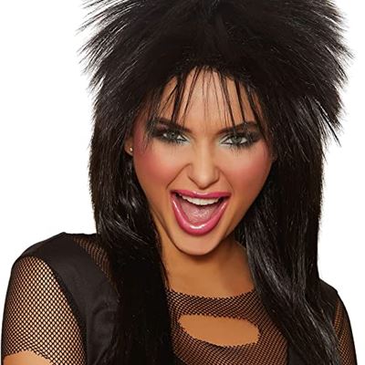 NEW Dreamgirl Adult's Unisex Rocker Wig, Black, One Size