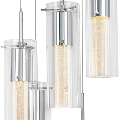 LIKE NEW Artika OME64B-HD2 Essence Spiral 5-Pendants Indoor Light Fixture with Integrated Led with Premium Glass and Dimmable, Chrome Finish