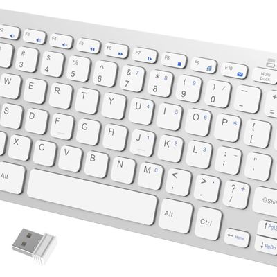 NEW JETech Ultra-Slim 2.4G Wireless Keyboard for Windows (White) - 2161