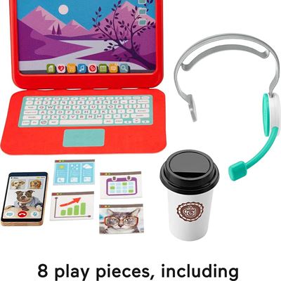 NEW Fisher-Price My Home Office, Pretend Work Station 8-Piece Play Set for Presc