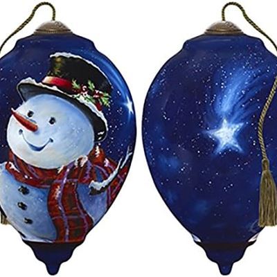 NEW Ne'Qwa Art 7181121 Hand Painted Blown Glass Magic of Christmas Snowman Ornam