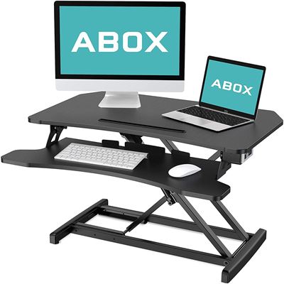 NEW ABOX Electric Powered Standing Desk Converter Monitor Stands