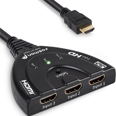 NEW Fosmon HD1831 3-Port HDMI Switch with Pigtail Cable