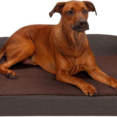 NEW Furhaven Pet Bed for Dogs & Cats - Sherpa & Chenille Sofa-Style Egg Crate Or