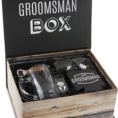 Kate Aspen 00122NA Groomsman Kit Grooms Gift Set, Black, White and Brown