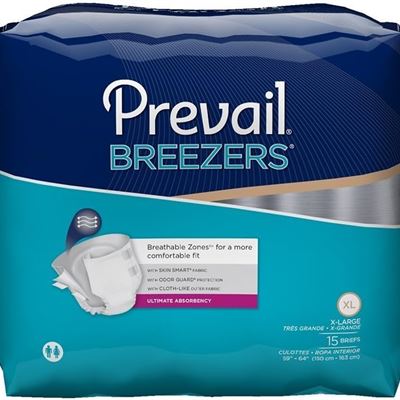 NEW Prevail Breezers Ultimate Absorbency Incontinence Briefs, Extra Large, 15-Co