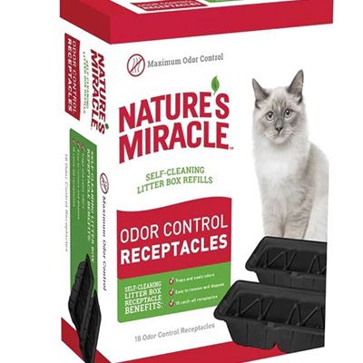 NEW Nature's Miracle Odor Control Receptacles Self-Cleaning Litter Box Refills 1