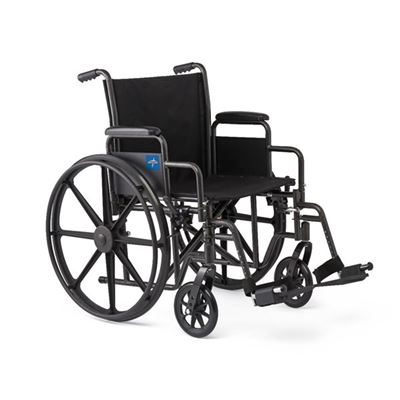 NEW Medline Black 20-in K1 Basic Wheelchair with Swing-Away Leg Rests