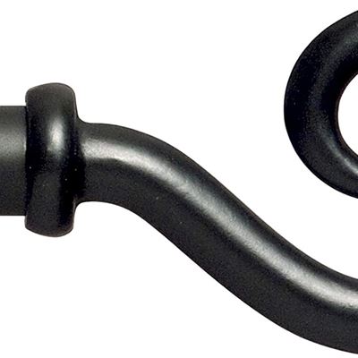 NEW Kenney KN55119 Medieval Hook Window Curtain Rod, 28 to 48", Black