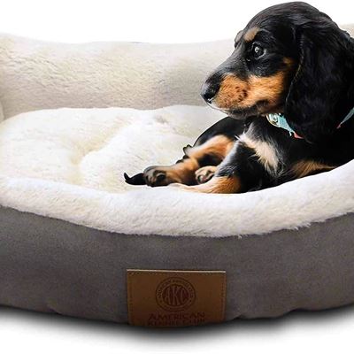 NEW American Kennel Club Suede Cuddler Solid Pet Bed, Large, Gray