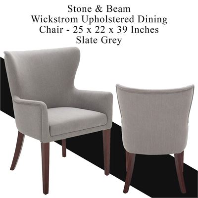 NEW Stone & Beam Wickstrom Upholstered Dining Chair - 25 x 22 x 39 Inches, Slate Grey