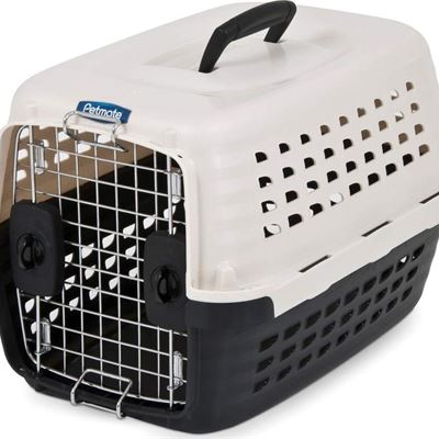 NEW Petmate 41031 Compass Plastic Pets Kennel with Chrome Door, Metallic White/B