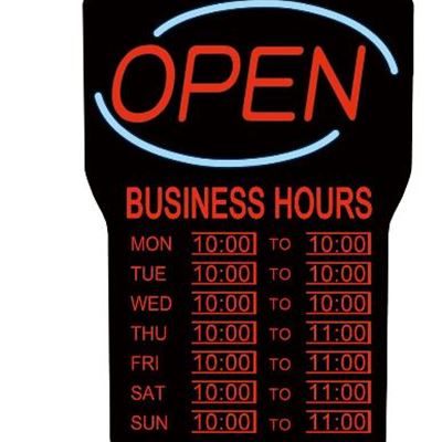 NEW Royal Sovereign LED Open Sign with Business Hours (English)