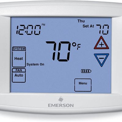 NEW Emerson 1F97-1277 Touchscreen 7-Day Programmable Thermostat for Single-Stage and Heat Pump Systems