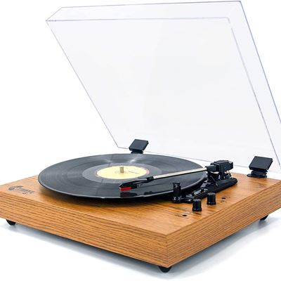 Vintage Turntable, Bluetooth Record Player, Built-in Dual Stereo Speakers,